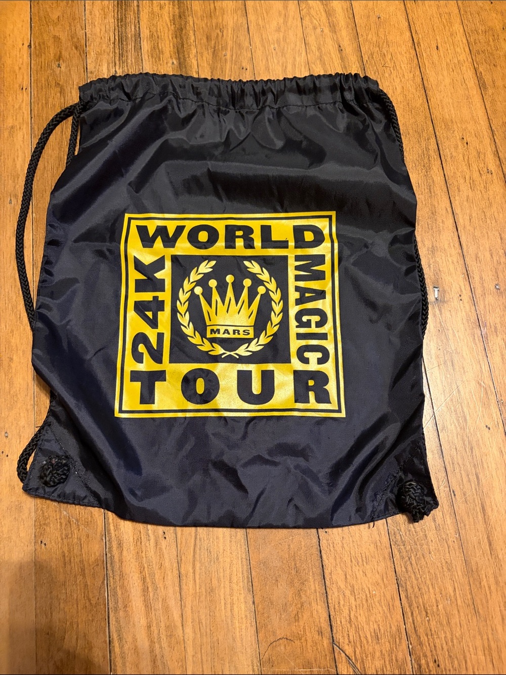 Bruno Mars World Magic Tour 24K Drawstring Gym Bag - Black & Yellow